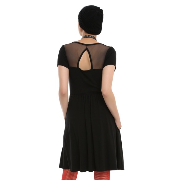 Hot Topic Cutout Mesh Black Dress with Pockets - Picture 3 of 11